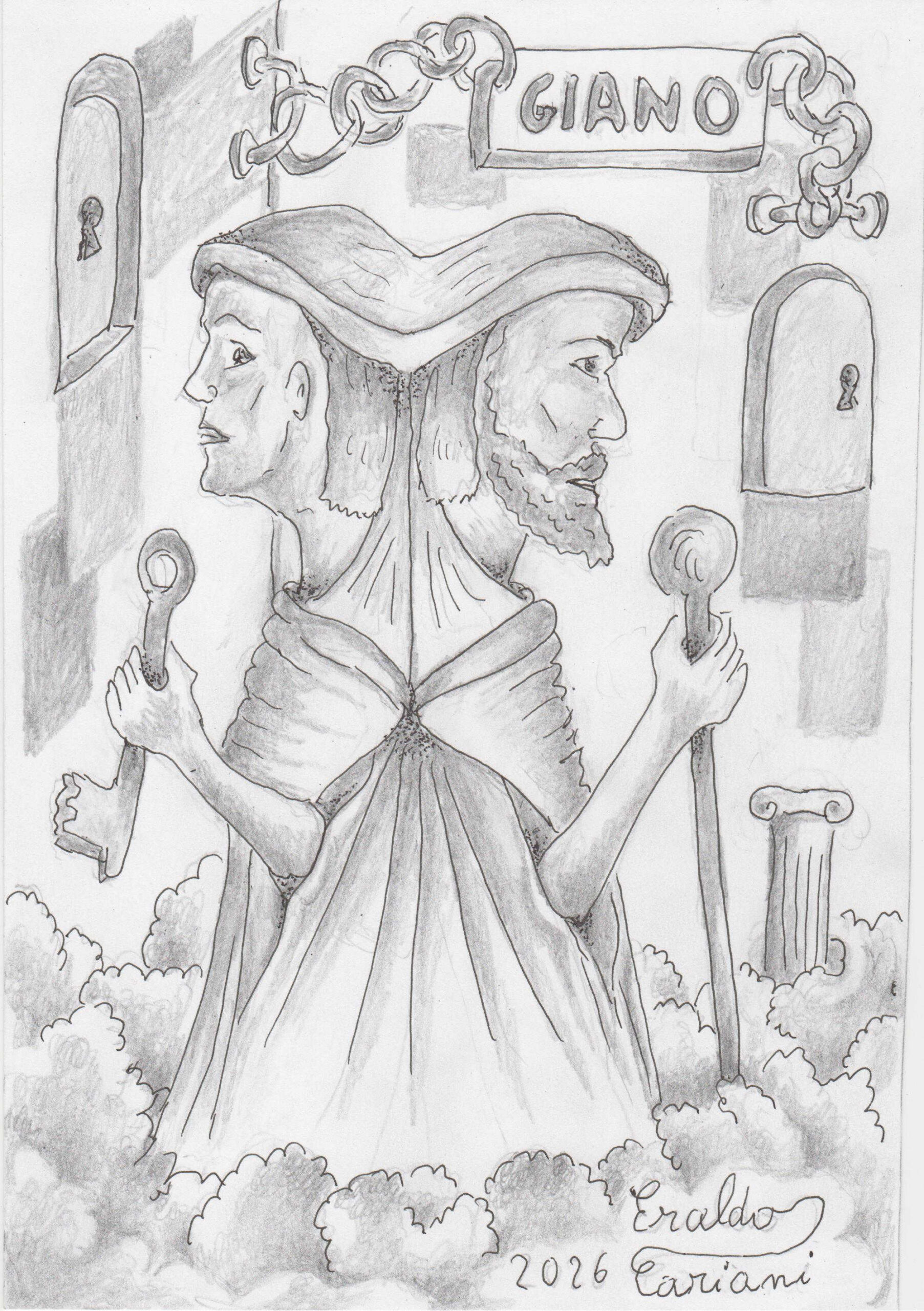 Giano il Dio dei Passaggi - Immagine disegnata a matita